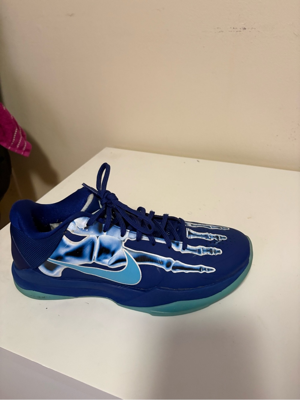 Nike Blue Skeletal Graphic Low-Top Sneaker with Teal Accents - Picture 2 of 6